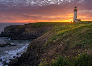 Lighthouse at sunset.